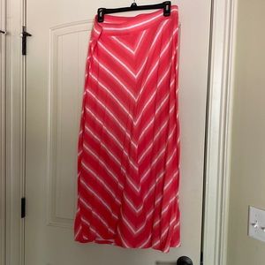 Sonoma Pink & White Chevron Long Skirt